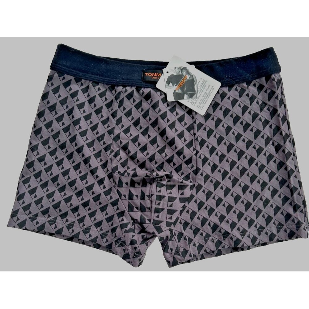 Men's XS Gray Geometric Print Cotton Short Boxer Briefs Breathable Comfy Trunks